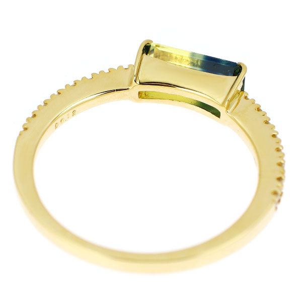 K18YG バイカラー サファイア ダイヤモンド リング 0.91ct D0.12ct