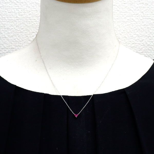 スタージュエリー K18WG ルビー ペンダントネックレス 0.13ct 