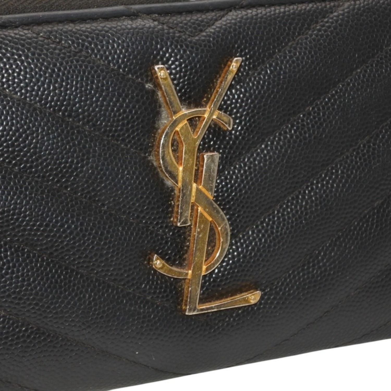 YVES SAINT LAURENT イヴ サンローラン ウォレット 長財布 ブラック V字キルティング 358094 ゴールド金具 美品 中古 4a000467 SAINT LAURENT - YVES SAINT LAURENT イヴ サンローラン ウォレット 長