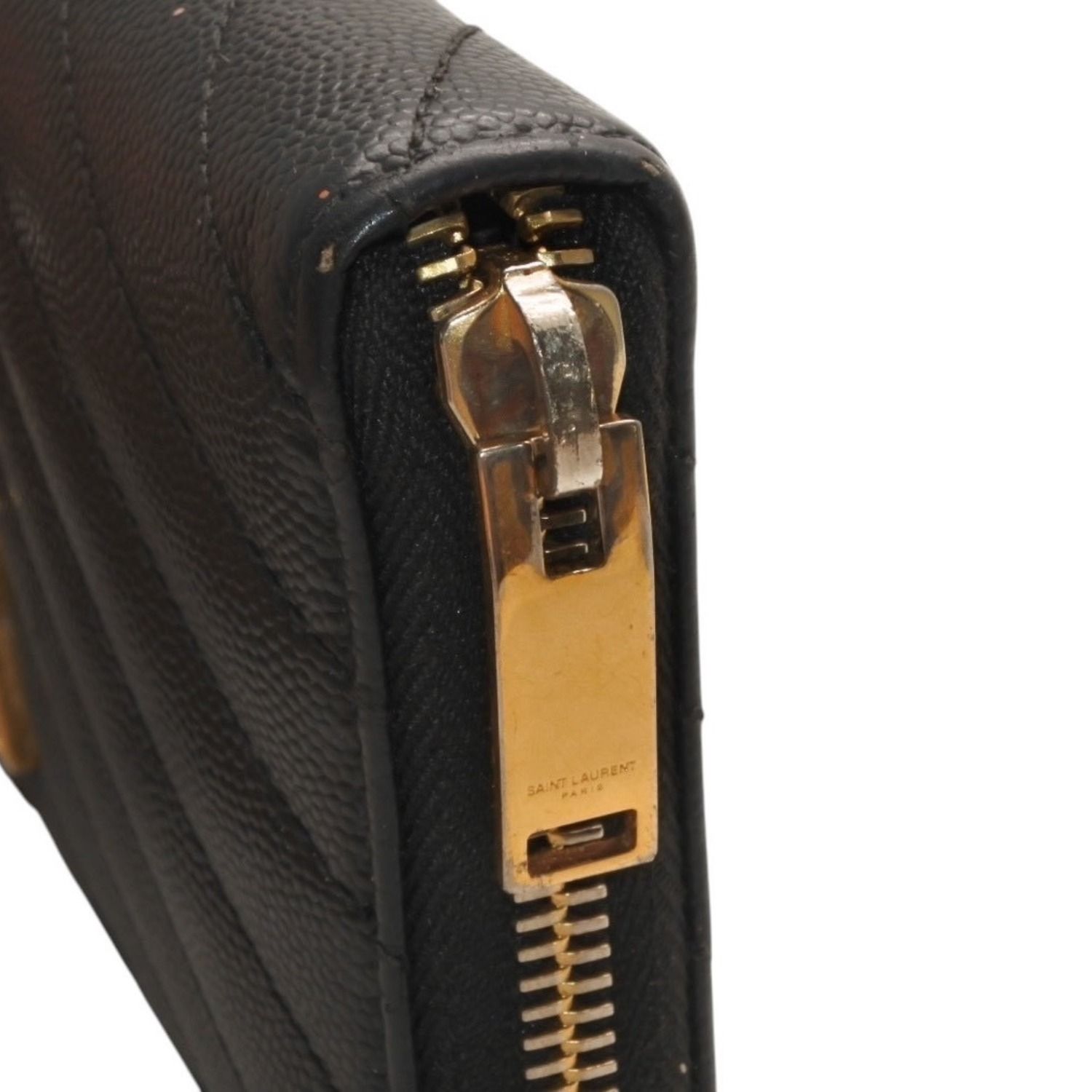 YVES SAINT LAURENT イヴ サンローラン ウォレット 長財布 ブラック V字キルティング 358094 ゴールド金具 美品 中古 4a000467 SAINT LAURENT - YVES SAINT LAURENT イヴ サンローラン ウォレット 長