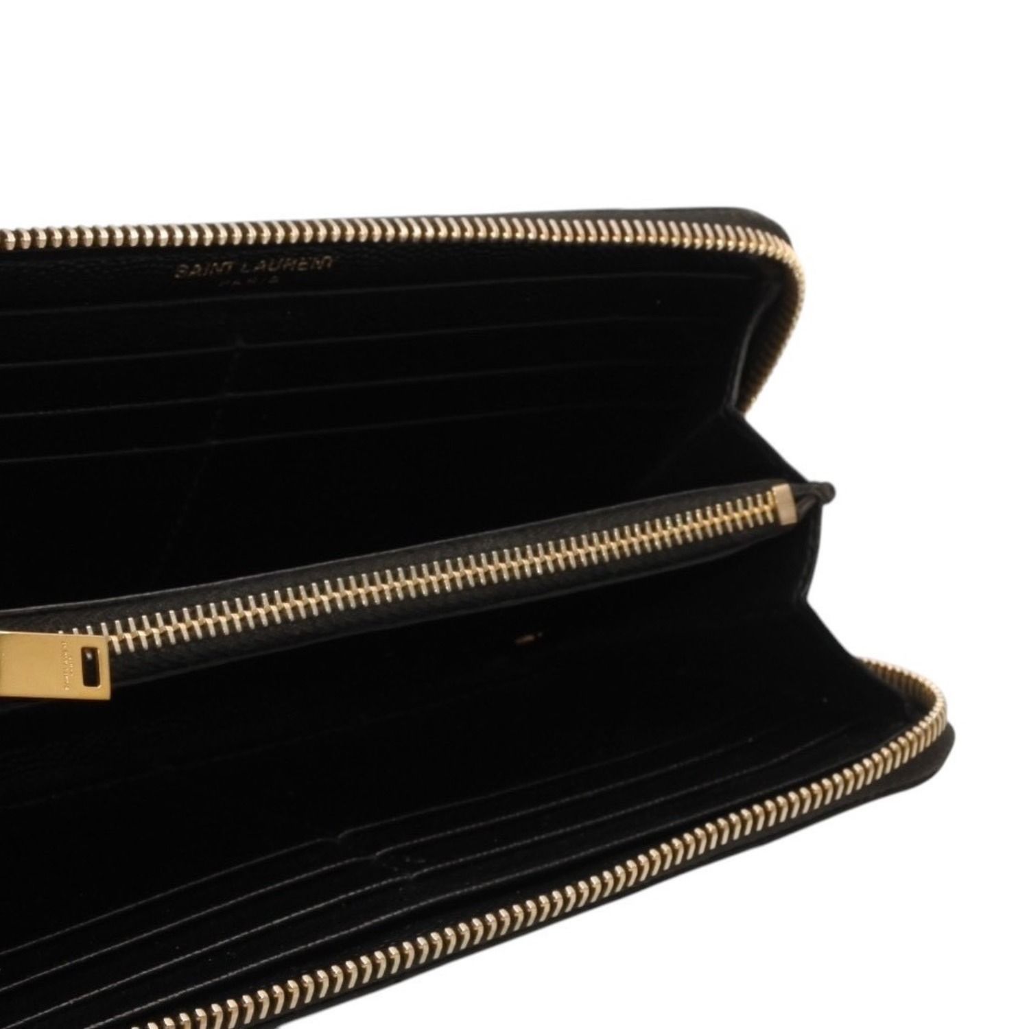 YVES SAINT LAURENT イヴ サンローラン ウォレット 長財布 ブラック V字キルティング 358094 ゴールド金具 美品 中古 4a000467 SAINT LAURENT - YVES SAINT LAURENT イヴ サンローラン ウォレット 長