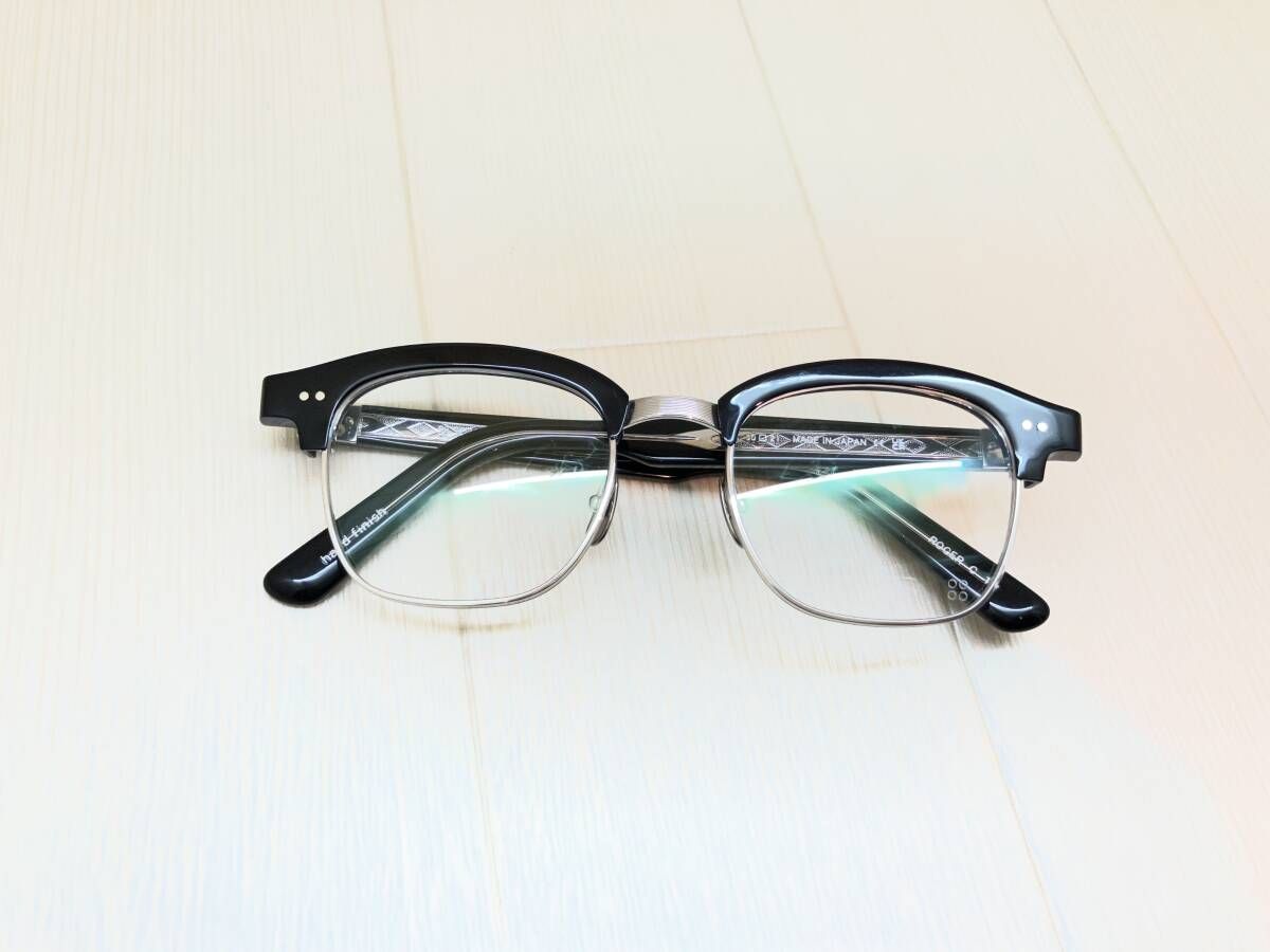 ★ YELLOW PLUS イエロープラス 50◻︎21 ROGER C 1W メガネ めがね 眼鏡 日本製 ブラック × シルバー 通年