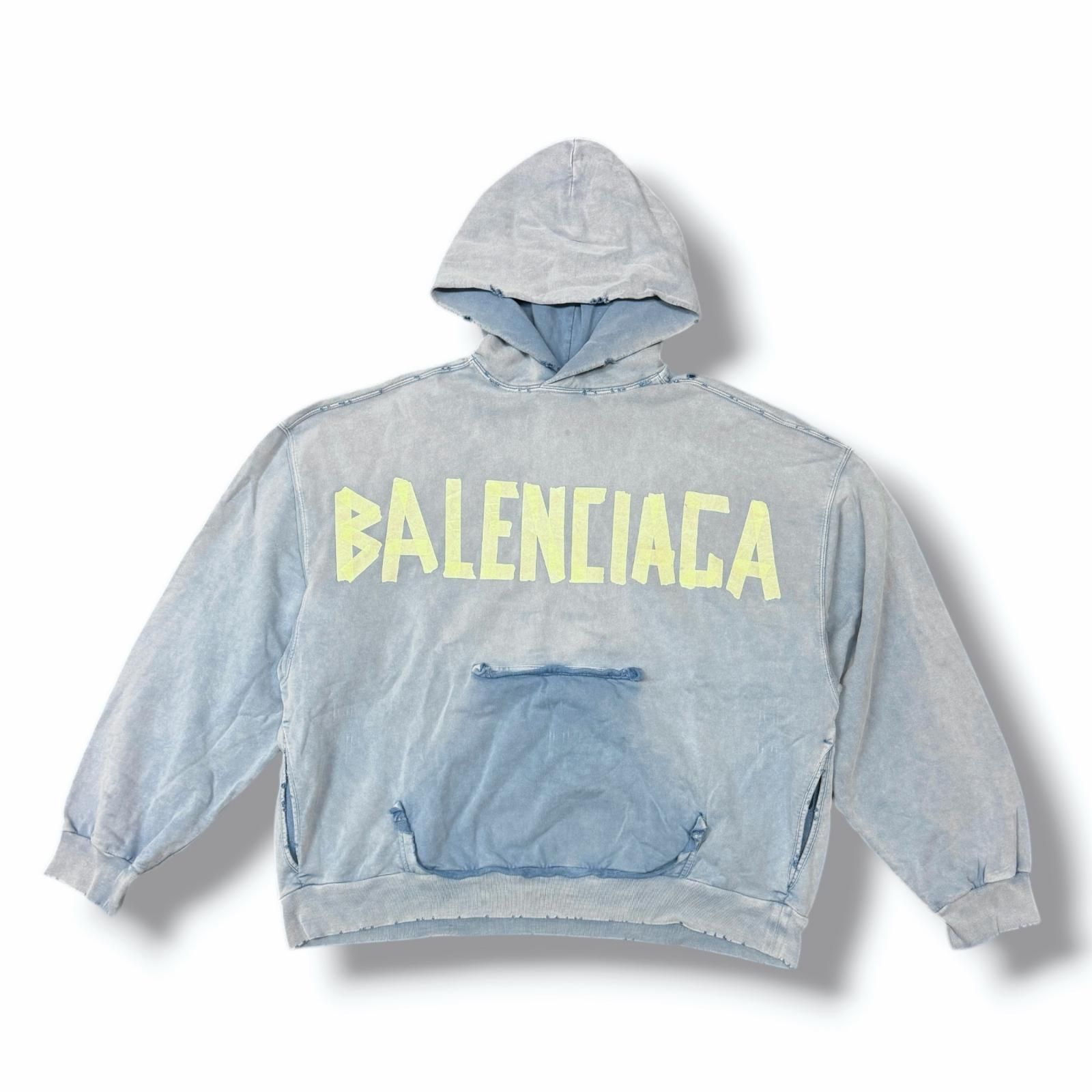 国内正規 BALENCIAGA 23SS Tape Type Ripped Pocket Hoodie テープロゴ 