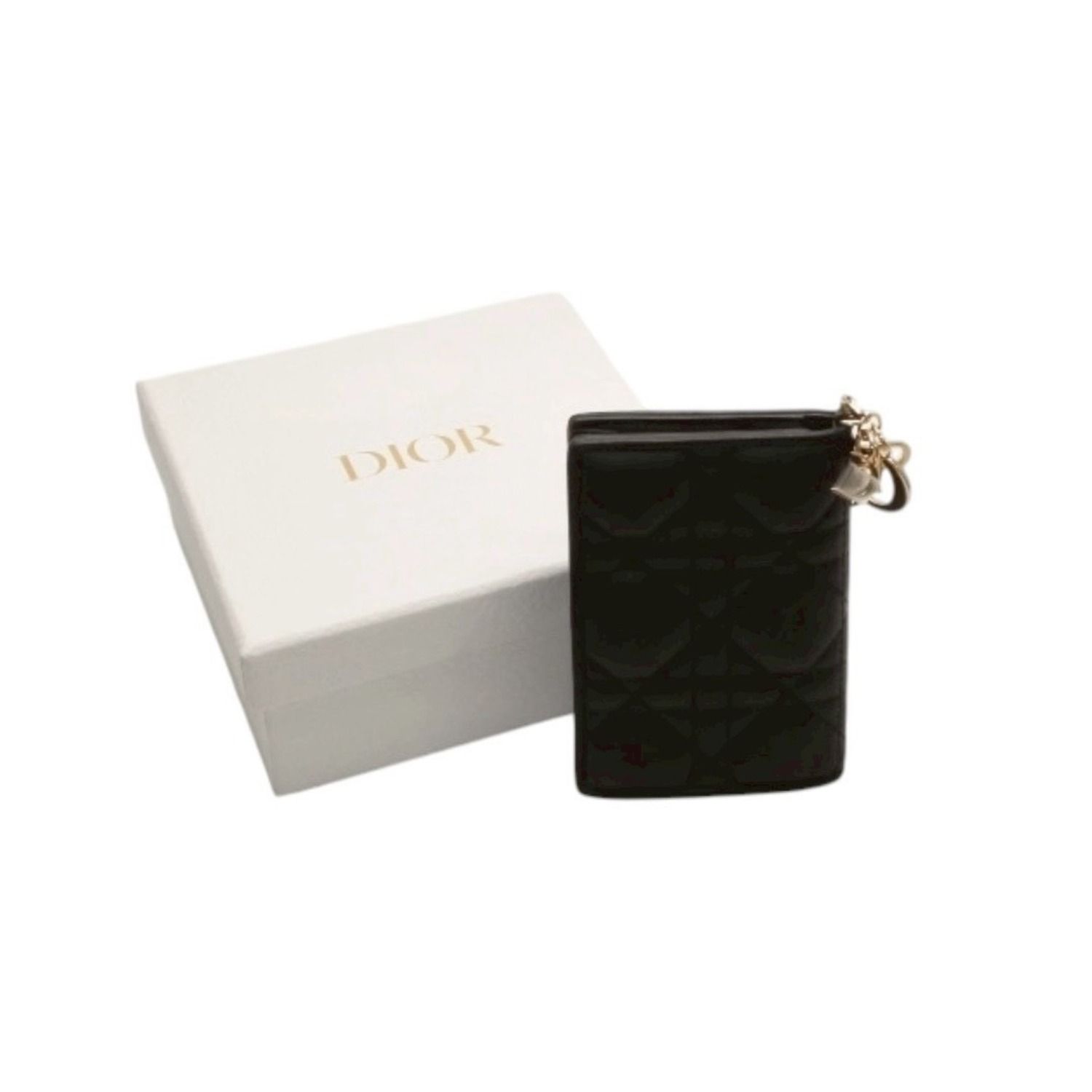 Dior カナージュ 折り財布 ミニウォレット DIOR ディオール LADY DIOR カナージュ ミニウォレット 財布 ブラック