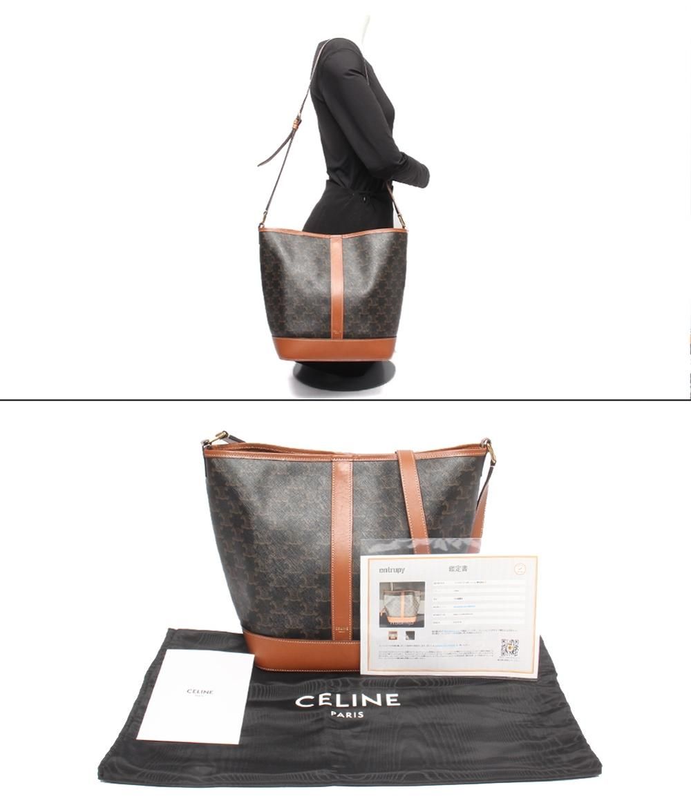 セリーヌ ショルダーバッグ 肩掛け ミディアム バケット トリオンフキャンバス 119132CAS レディース CELINE セリーヌ ショルダーバッグ 肩掛け ミディアム バケット トリオンフ