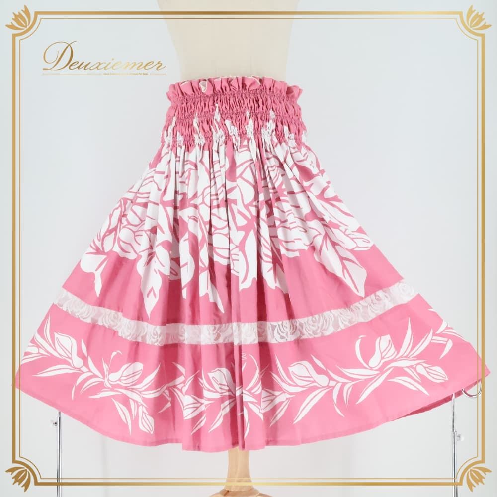 フラダンス 衣装 TAHITI IMPORTS タヒチインポーツ Anela Wink アネラウィンク パウスカート ピンク系 ツーカラー レース シングル シンプル ラブリー かわいい 華やか 鮮やか 明るい ハワイアン アロハ フラ ダンス レッスン 練習