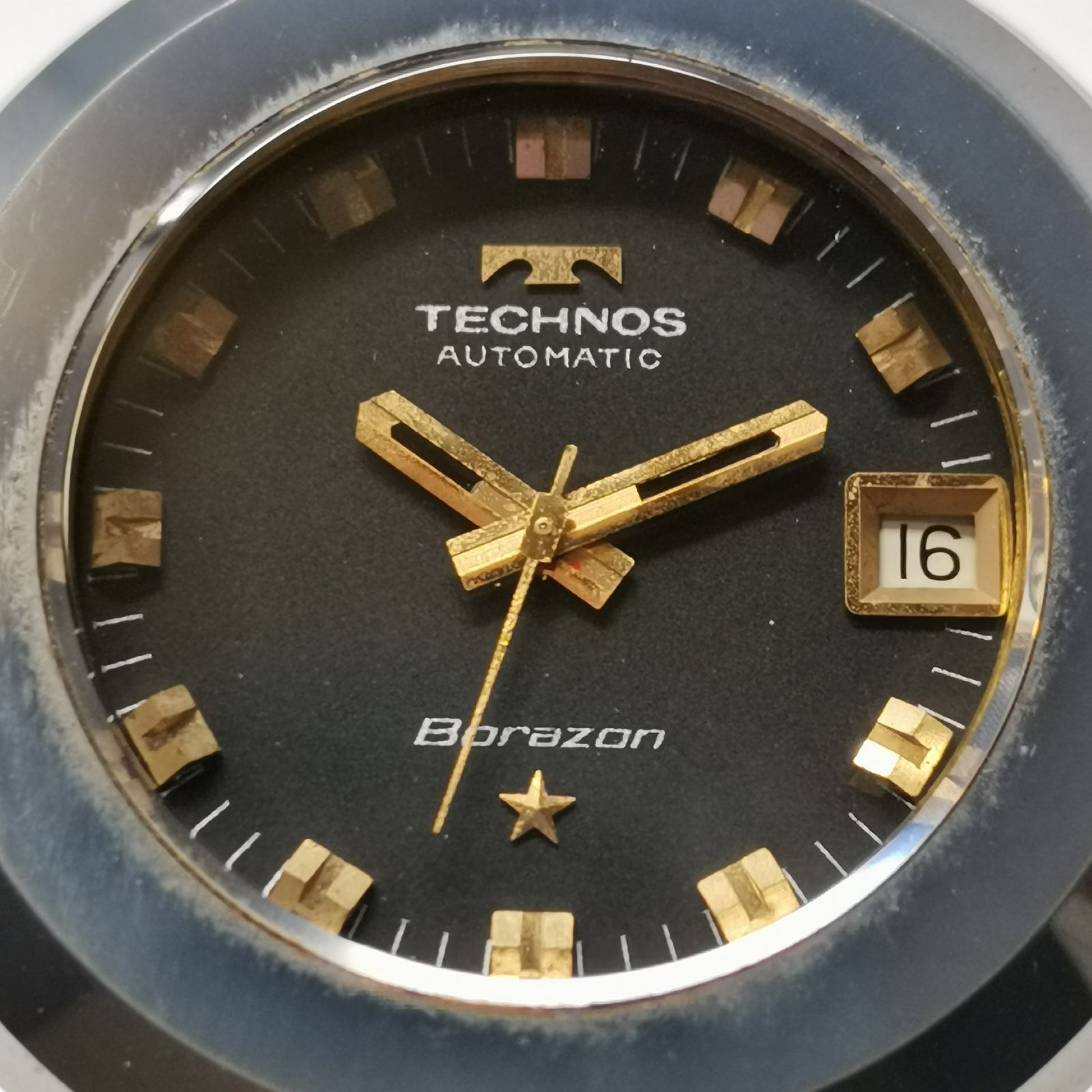 70s TECHNOS テクノス ボラゾンⅡ メンズ腕時計 自動巻 稼働品 デイト 