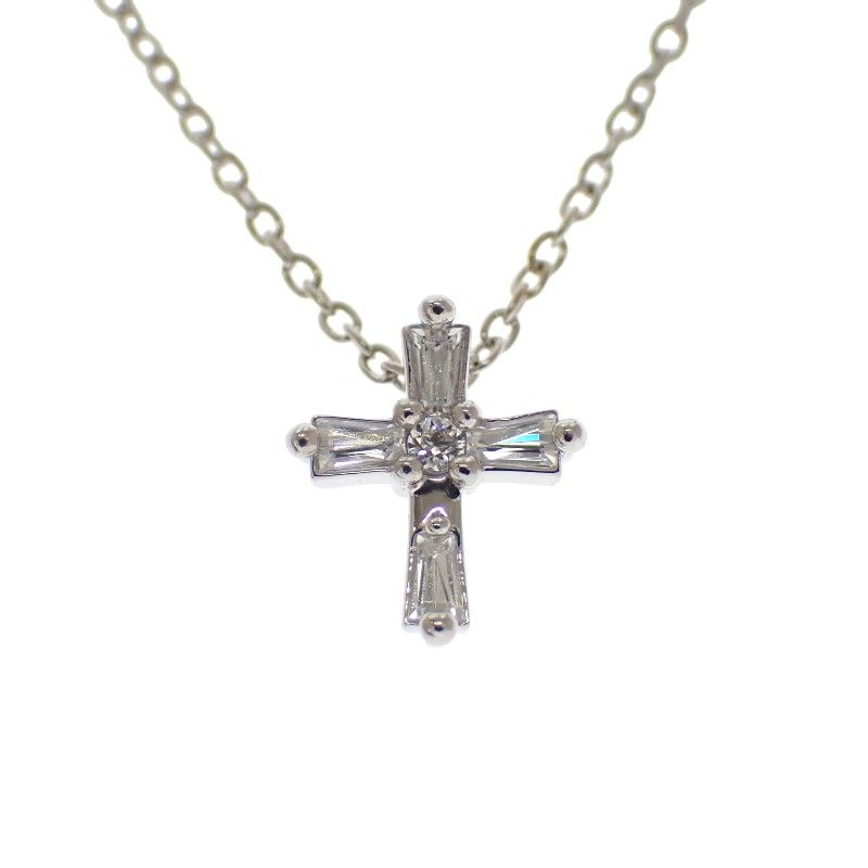 スタージュエリー STAR JEWELRY クロス 十字架 ネックレス K18ホワイト 