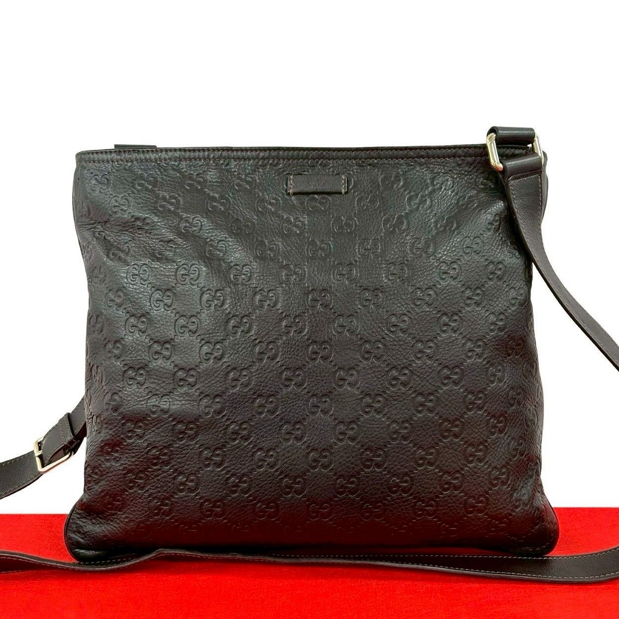 極 美品 GUCCI グッチ シマ GG 柄 レザー 本革 ショルダーバッグ 