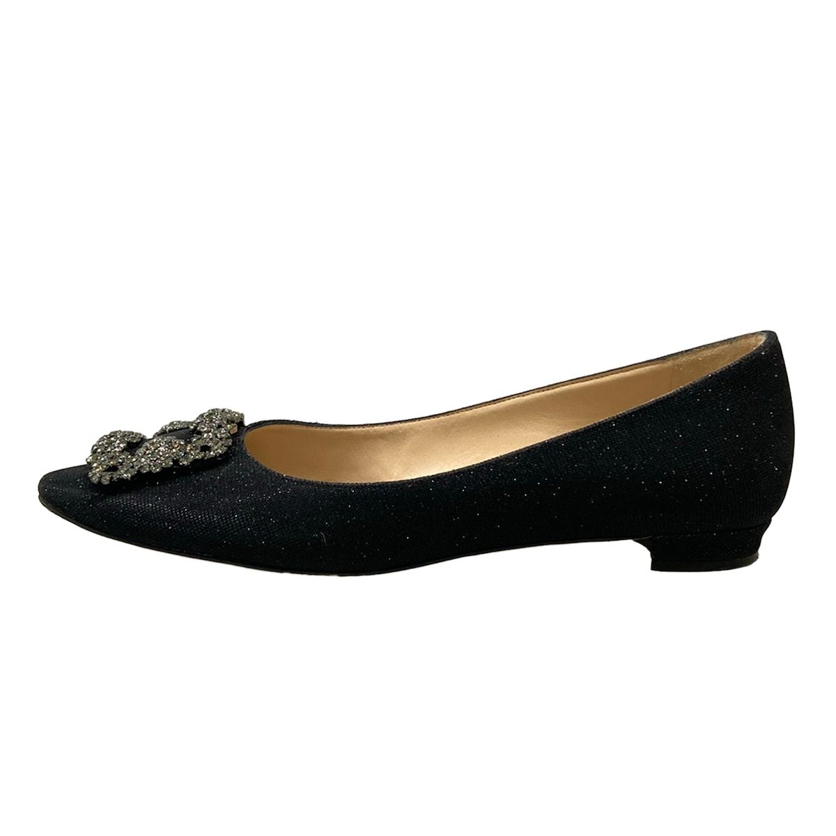 【ドリーム池田店】マノロブラニク　ラインストーンパンプス　#37.5(24-24.5cm相当)【05079】 MANOLO BLAHNIK(マノロブラニク) パンプス 38 レディース - 黒 ライン