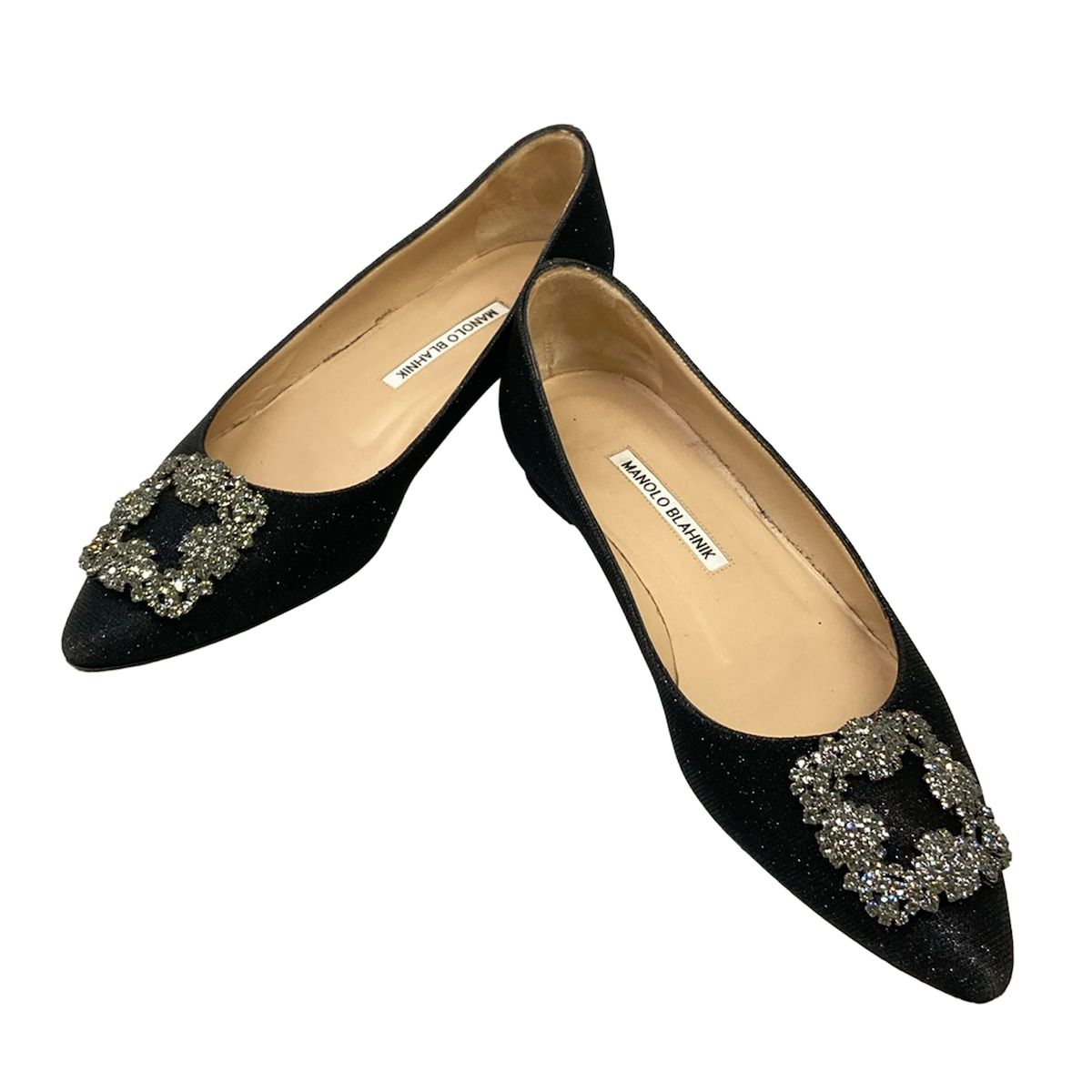 【ドリーム池田店】マノロブラニク　ラインストーンパンプス　#37.5(24-24.5cm相当)【05079】 MANOLO BLAHNIK(マノロブラニク) パンプス 38 レディース - 黒 ライン