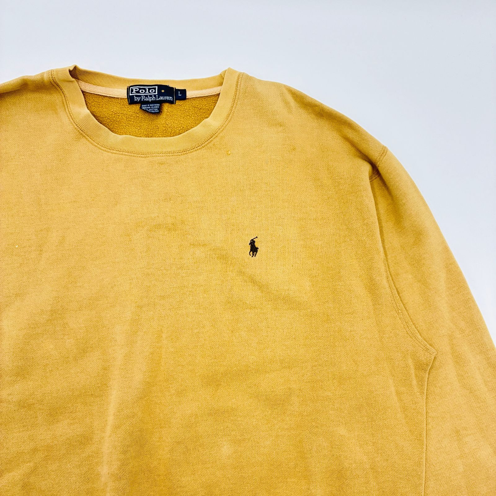 90s USA製 ラルフローレン スウェット L ベージュ 裏起毛 ポニー刺繍 