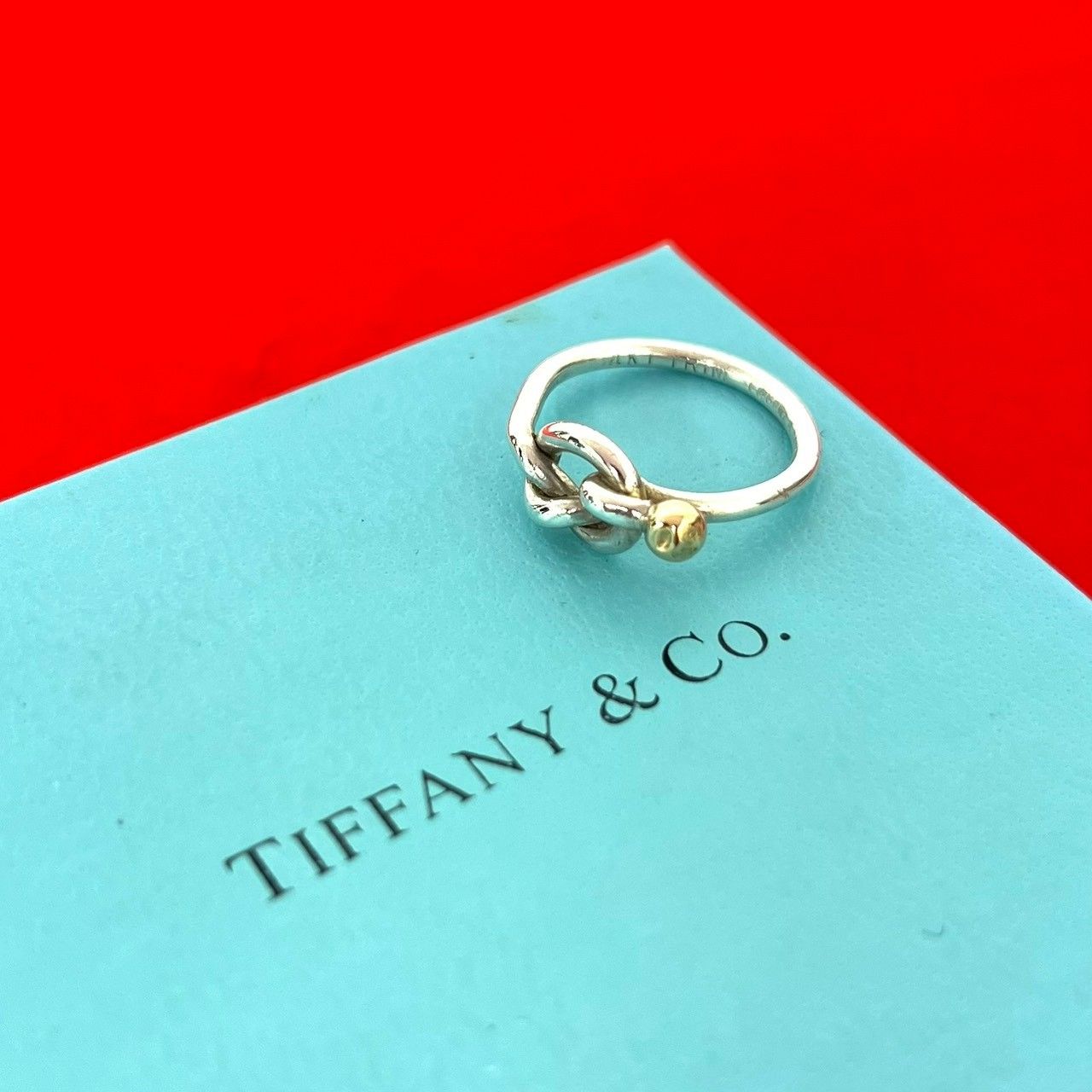 極 美品 袋付き TIFFANY&Co. ティファニー ラブノット リング シルバー 