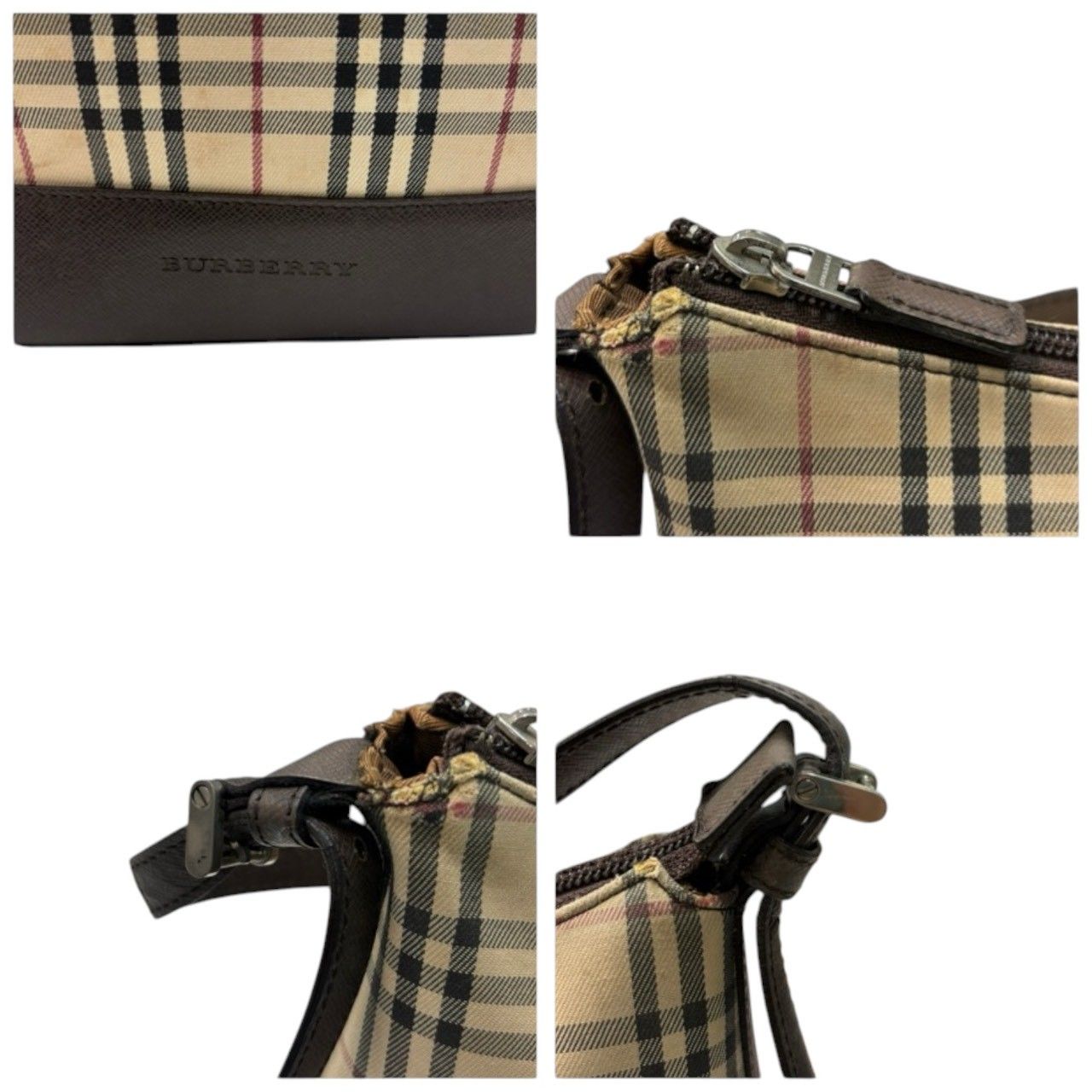 BURBERRY バーバリー ノバチェック ベージュ ブラウン シルバー金具