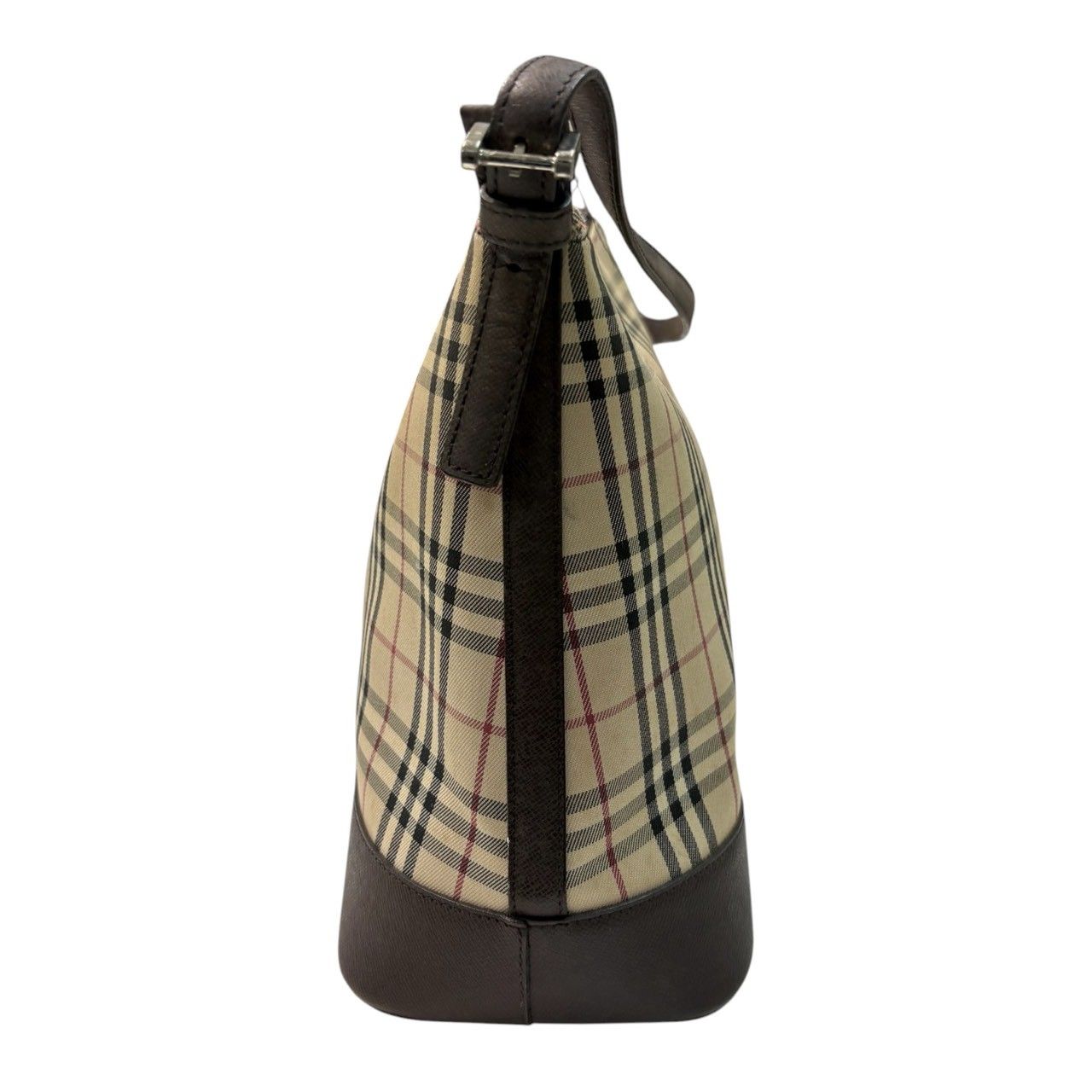 BURBERRY バーバリー ノバチェック ベージュ ブラウン シルバー金具 キャンバス /レザー ショルダーバッグ レディース S1-00087 【中古】 BURBERRY バーバリー ノバチェック ベージュ ブラウン シルバー金具