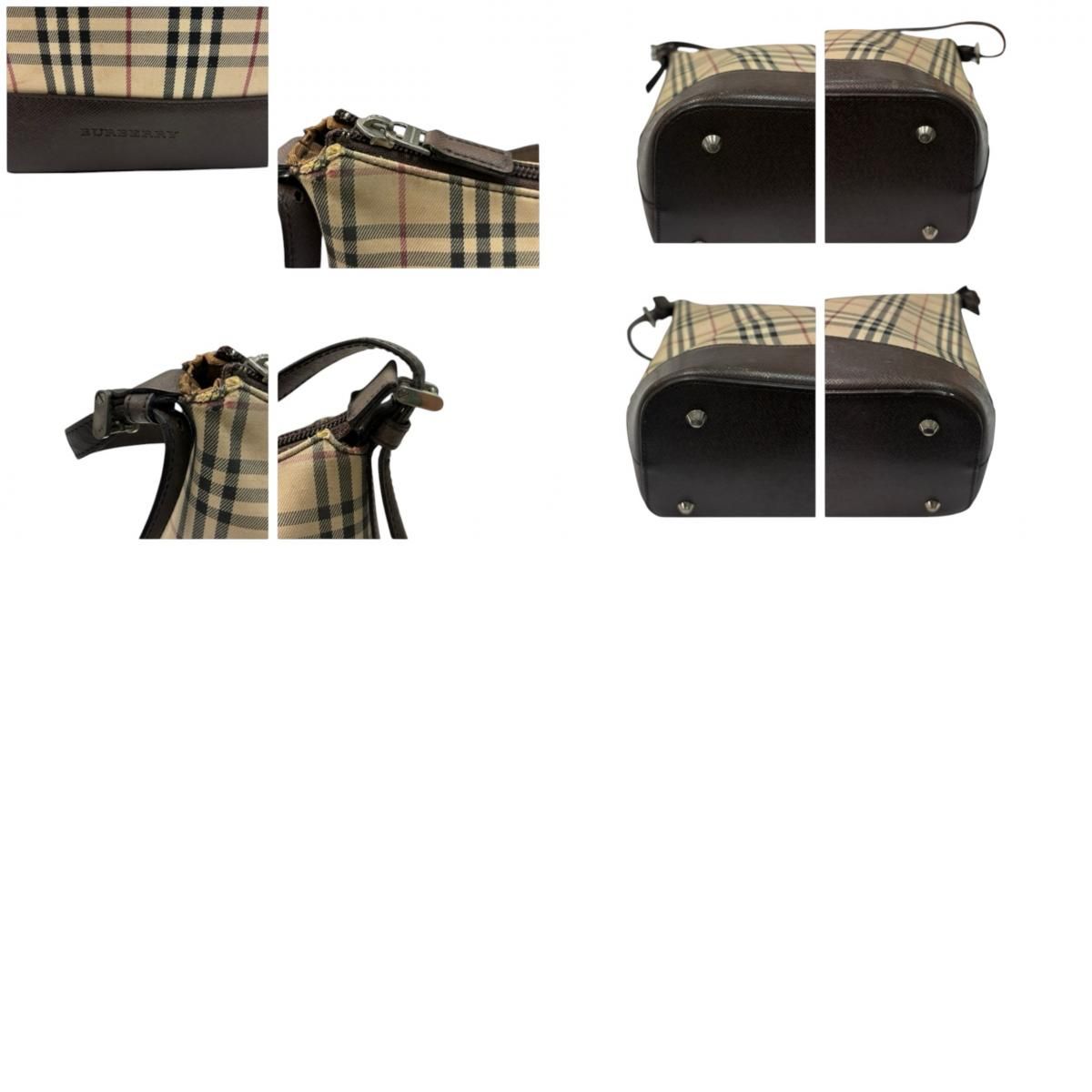 BURBERRY バーバリー ノバチェック ベージュ ブラウン シルバー金具 キャンバス /レザー ショルダーバッグ レディース S1-00087 【中古】 BURBERRY バーバリー ノバチェック ベージュ ブラウン シルバー金具