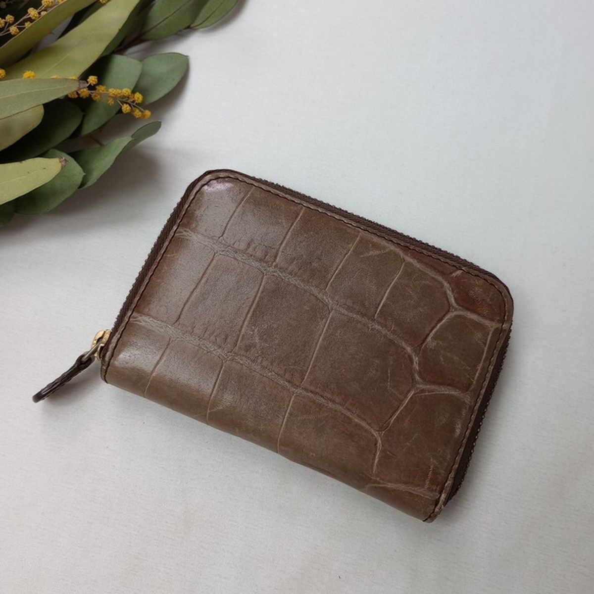 J&amp;M DAVIDSON ラウンドジップ クロコ型押し　長財布 J&M Davidson（ジェイアンドエムデヴィッドソン）クロコ型押しzip