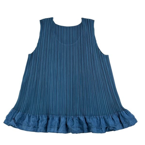 イッセイミヤケ PLEATS PLEASE ノースリーブ トップス ブルー 中古・古着通販】PLEATS PLEASE ISSEY MIYAKE (プリーツプリーズ
