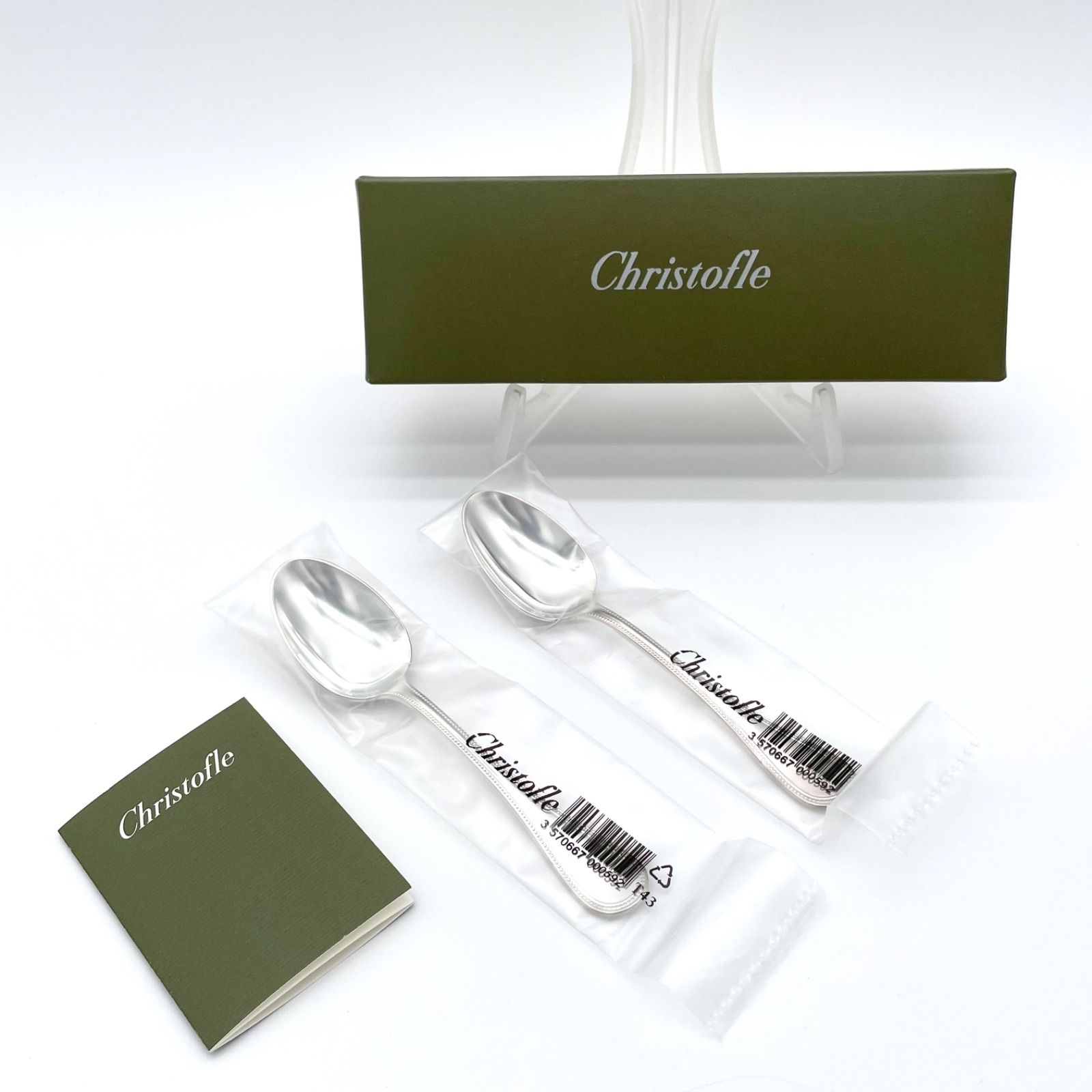 極美品☆高級銀器クリストフルシルバー銀P　コーヒースプーン6本　人気のパール クリストフル パール コーヒースプーン 2本セット 未開封 箱付 ペア