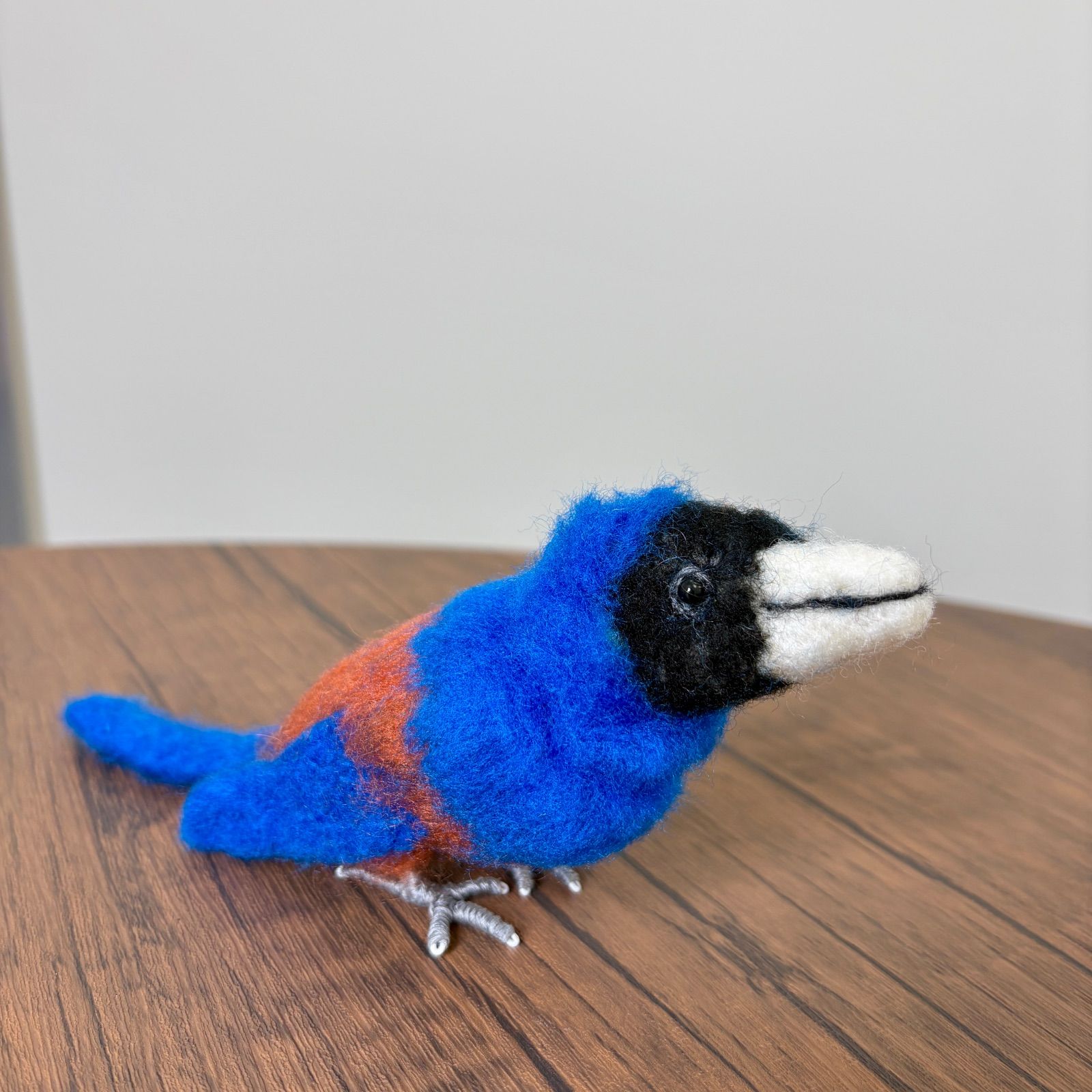 🌟羊毛フェルト つぶらな瞳のルリカケス／鮮やかブルーの癒し小鳥