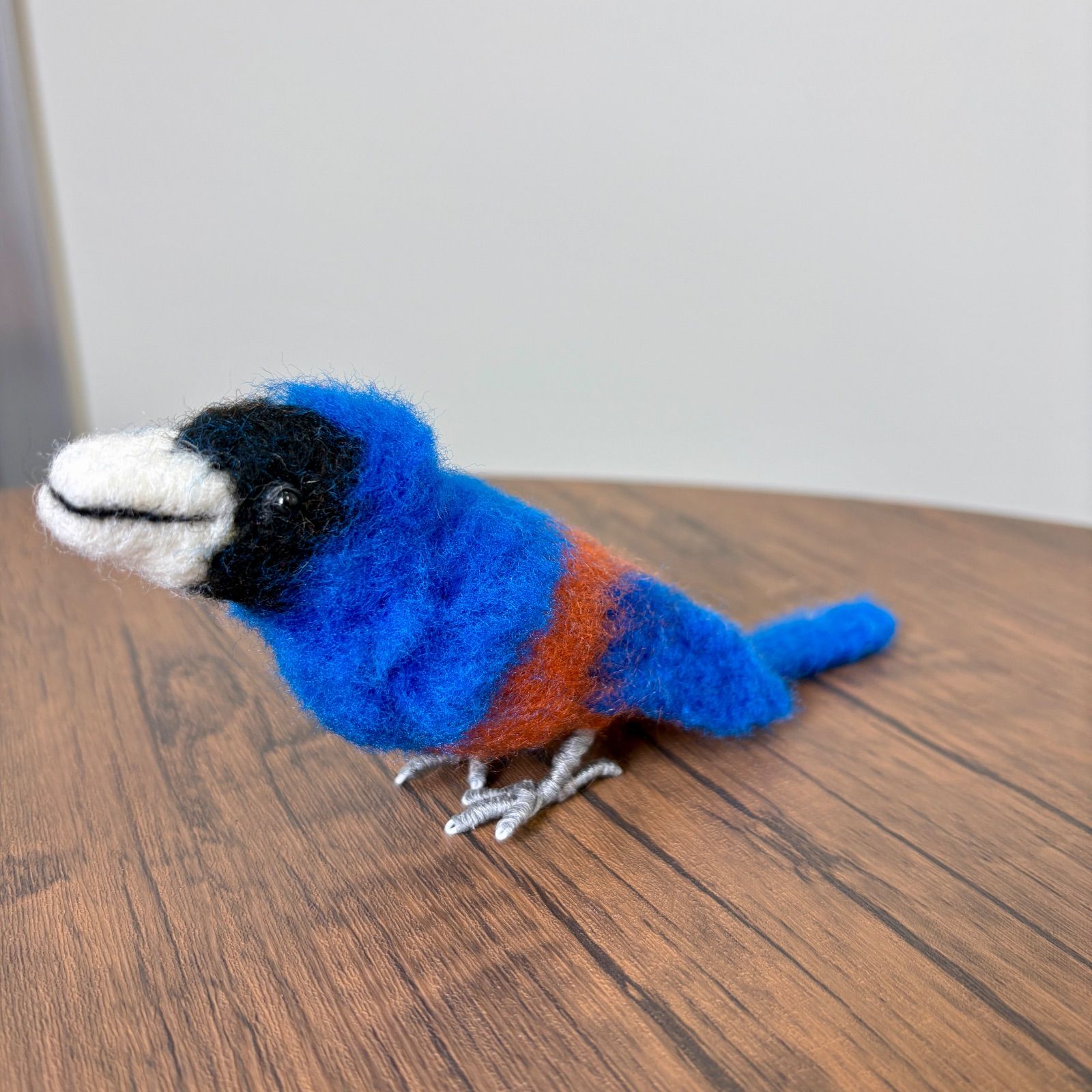 🌟羊毛フェルト つぶらな瞳のルリカケス／鮮やかブルーの癒し小鳥