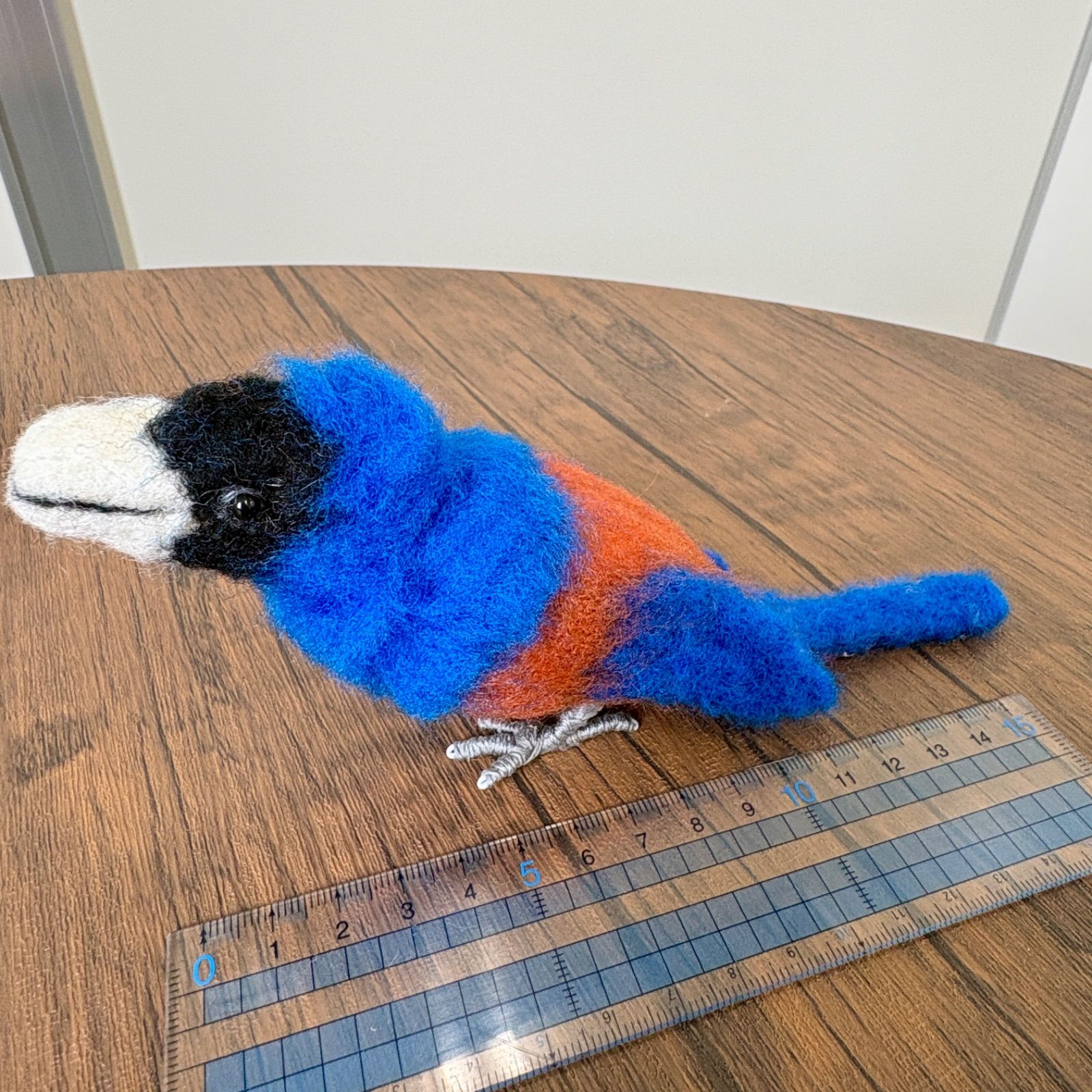 🌟羊毛フェルト つぶらな瞳のルリカケス／鮮やかブルーの癒し小鳥