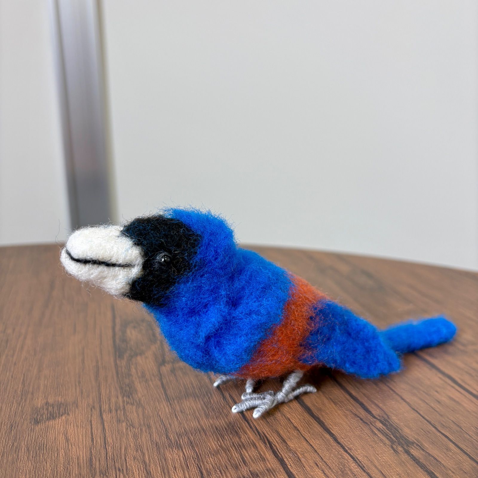 🌟羊毛フェルト つぶらな瞳のルリカケス／鮮やかブルーの癒し小鳥