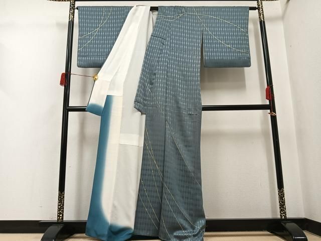 平和屋着物●訪問着　刺繍　幾何学文様　金彩　正絹　逸品　AABH5337ph 平和屋着物○訪問着 刺繍 幾何学文様 金彩 正絹 逸品 AABH5337ph