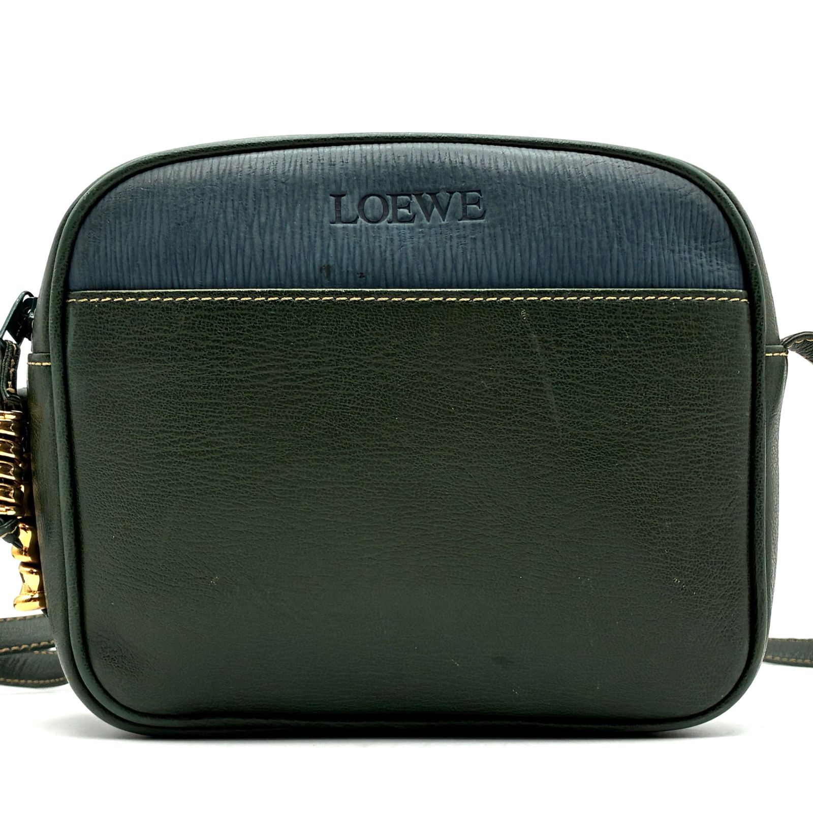 ロエベLOEWE ベラスケスショルダーバッググリーンブルーヴィンテージ