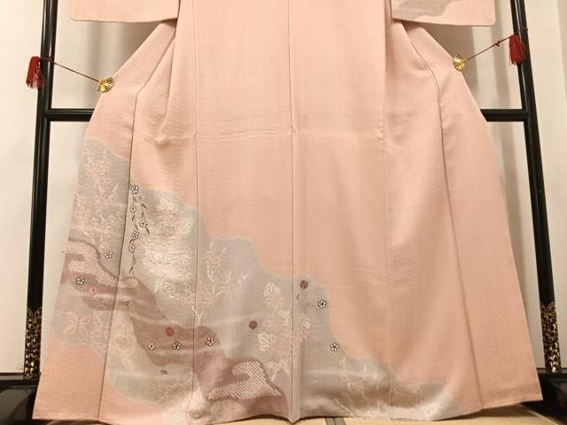 平和屋着物●訪問着　絞り　刺繍　草花文　暈し染め　正絹　逸品　AABH5340ph 平和屋着物○訪問着 絞り 刺繍 草花文 暈し染め 正絹 逸品 AABH5340ph