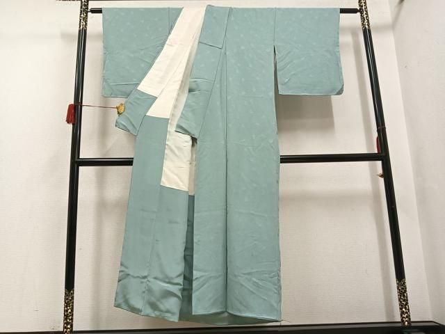 平和屋着物●上質な色無地　舞葉地紋　薄青色　正絹　逸品　AABH5389ph 平和屋着物○上質な色無地 舞葉地紋 薄青色 正絹 逸品 AABH5389ph