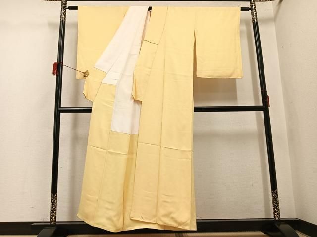 平和屋着物●上質な色無地　花青海波地紋　蜂蜜色　正絹　逸品　未使用　AABH6809ph 平和屋着物○上質な色無地 花青海波地紋 蜂蜜色 正絹 逸品 未使用