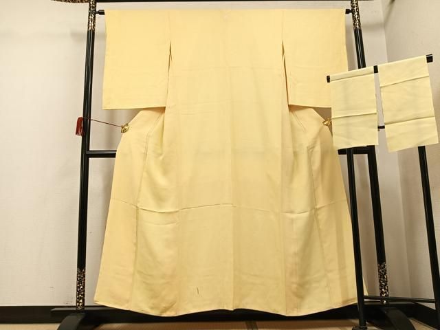 平和屋着物●上質な色無地　花青海波地紋　蜂蜜色　正絹　逸品　未使用　AABH6809ph 平和屋着物○上質な色無地 花青海波地紋 蜂蜜色 正絹 逸品 未使用