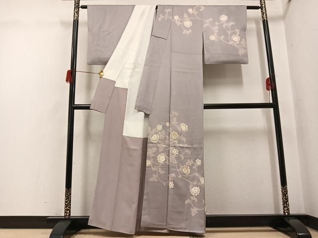 平和屋着物●訪問着　駒刺繍　更紗唐草文　金彩　正絹　逸品　AABH6815ph 平和屋着物○訪問着 駒刺繍 更紗唐草文 金彩 正絹 逸品 AABH6815ph