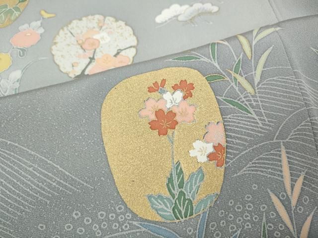平和屋着物●訪問着　雪輪草花文　暈し染め　金彩　正絹　逸品　CABE7180ut 平和屋着物○訪問着 雪輪草花文 暈し染め 金彩 正絹 逸品 CABE7180utの