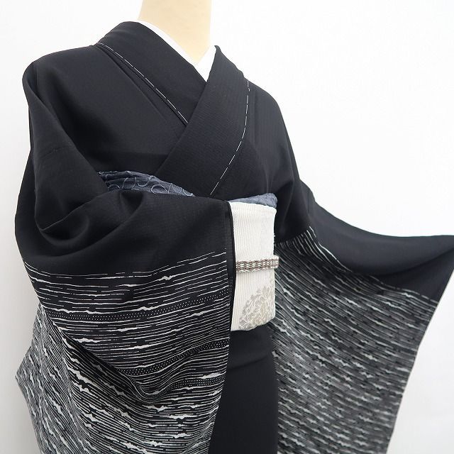 ❁tomihisa❁新品 紋紗 モノトーン 夏着物 正絹 仕付け糸付 トール