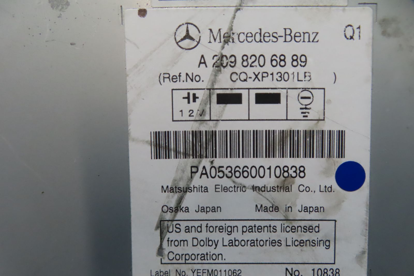 動作保証付☆F6125/メルセデスベンツ A 209 820 68 89 CQ-XP1301LB