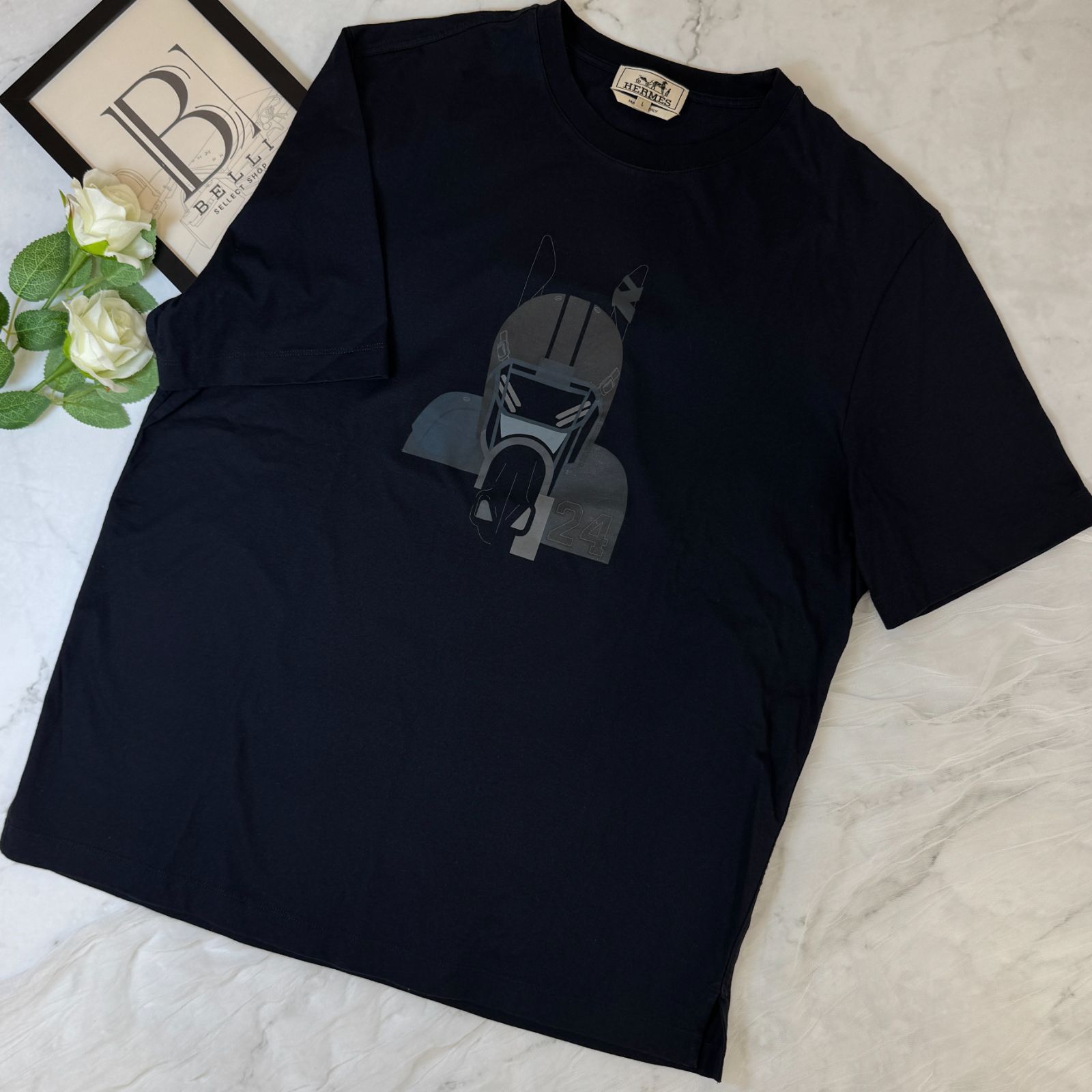 鑑定済み 】エルメス 《 クォーターバッシュ 》 Lサイズ ネイビー 