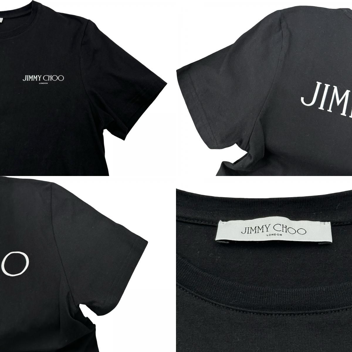 ジミーチュウ JIMMY CHOO ロゴプリントTシャツ ブラック コットン 