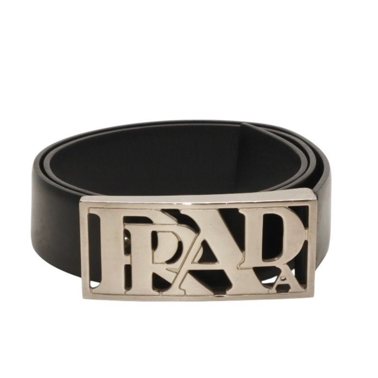 PRADA プラダ ベルト メタルバックル サイズ70/28 レザー ブラック シルバー金具 美品 中古 4b014160 PRADA プラダ ベルト メタルバックル サイズ70/28 レザー ブラック