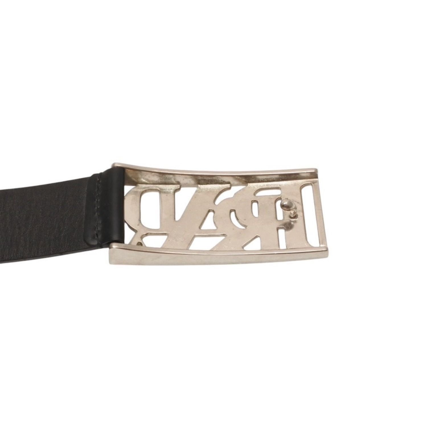 PRADA プラダ ベルト メタルバックル サイズ70/28 レザー ブラック シルバー金具 美品 中古 4b014160 PRADA プラダ ベルト メタルバックル サイズ70/28 レザー ブラック