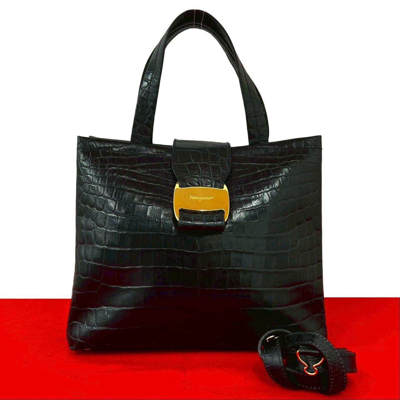 買取 口コミ 極 美品 サルバトーレフェラガモ ヴァラ金具 レザー 2way 