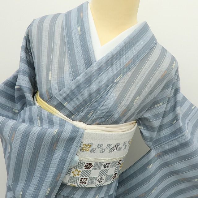 六花-RIKKA- 美品未着用 洗える夏着物 縦縞と矢羽 トールサイズ 絽