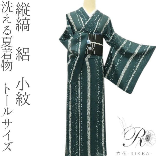 六花-RIKKA- 洗える夏着物 縦縞 トールサイズ 絽 小紋 着物 A3610