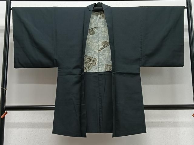 平和屋着物＃男性 長羽織 紬地 単衣 霞文 蜂蜜色 正絹 逸品 CABE5326in