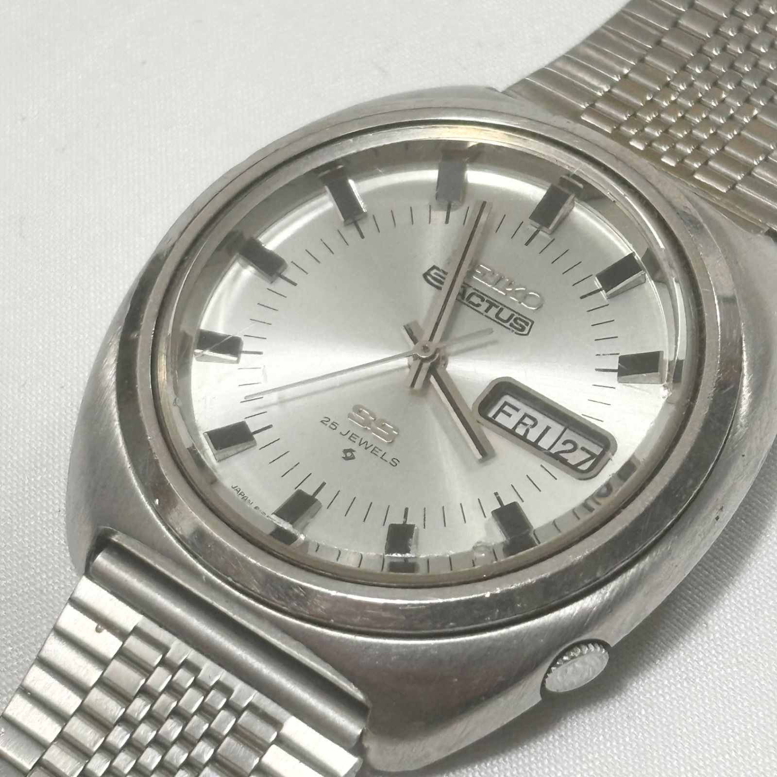 送料無料】SEIKO/セイコー/5ACTUS/5アクタス/シルバー/自動巻き腕時計 
