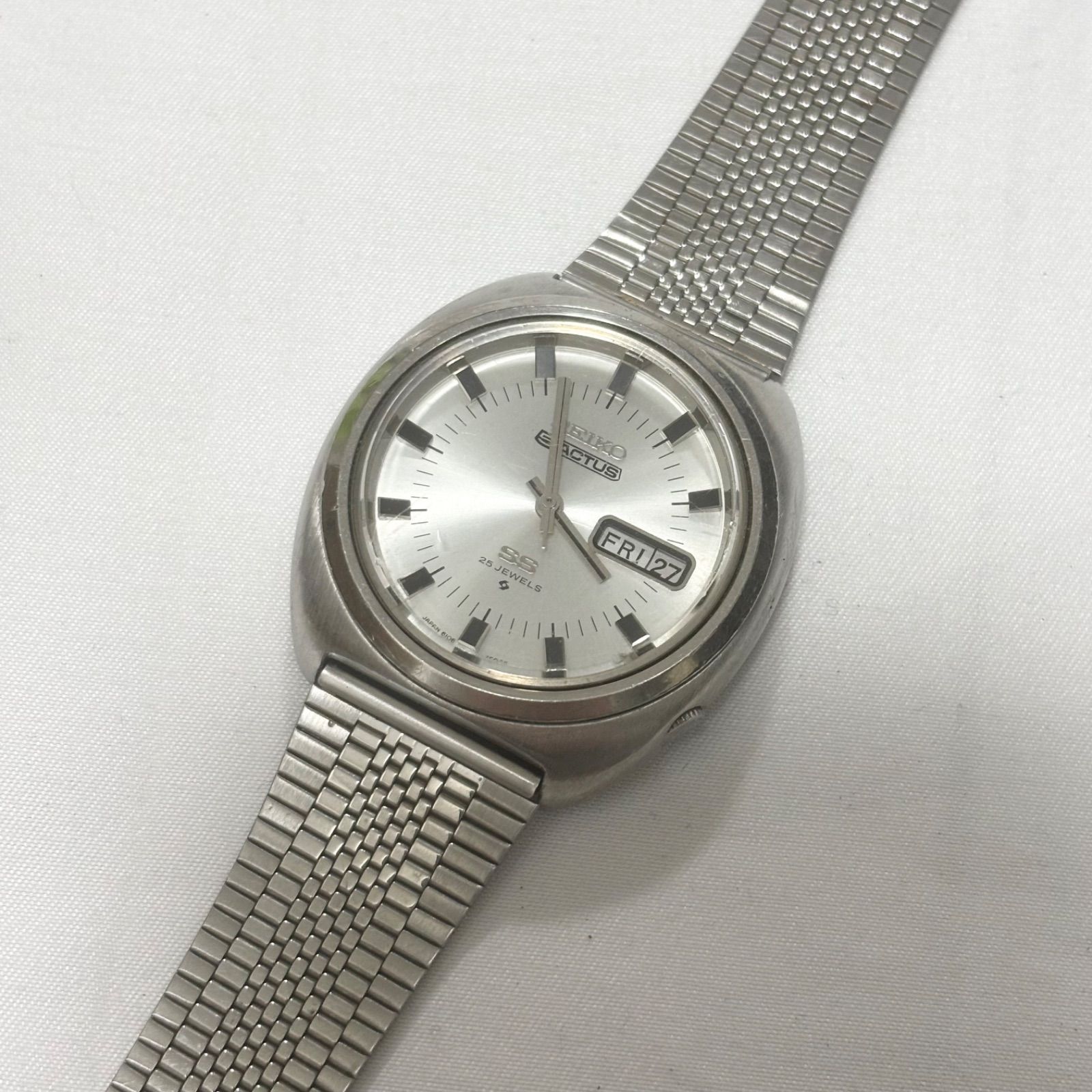 送料無料 SEIKO セイコー 5ACTUS 5アクタス シルバー 自動巻き腕時計 動作品 稼働品 品-安い正本