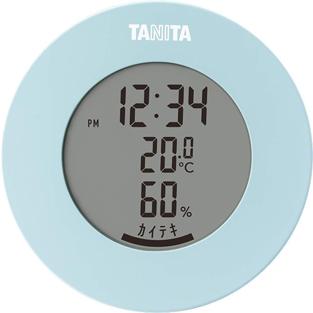 【売切注意】 ライトブルー マグネット 卓上 デジタル TT-585 湿度 温度 時計 BL 温湿度計 タニタ