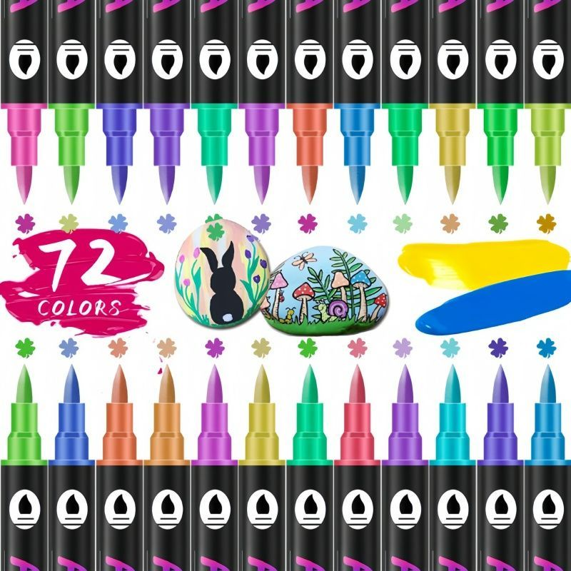 アクリルマーカーペン 72色 両頭 36本セット 水性 速乾 ペン イラスト