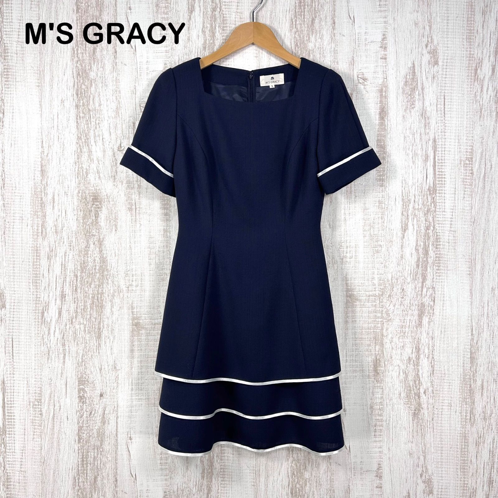 M'S GRACY エムズグレイシー ティアード ショートスリーブ ひざ丈